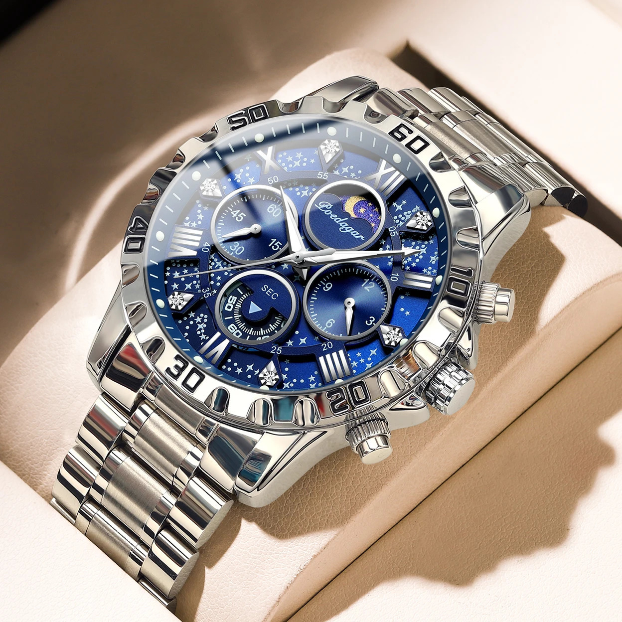 POEDAGAR Watch for Man Quartz Sports Men Watch Waterproof Luminous Stainless Steel Chronograph Mens Watches Clock Reloj 250819