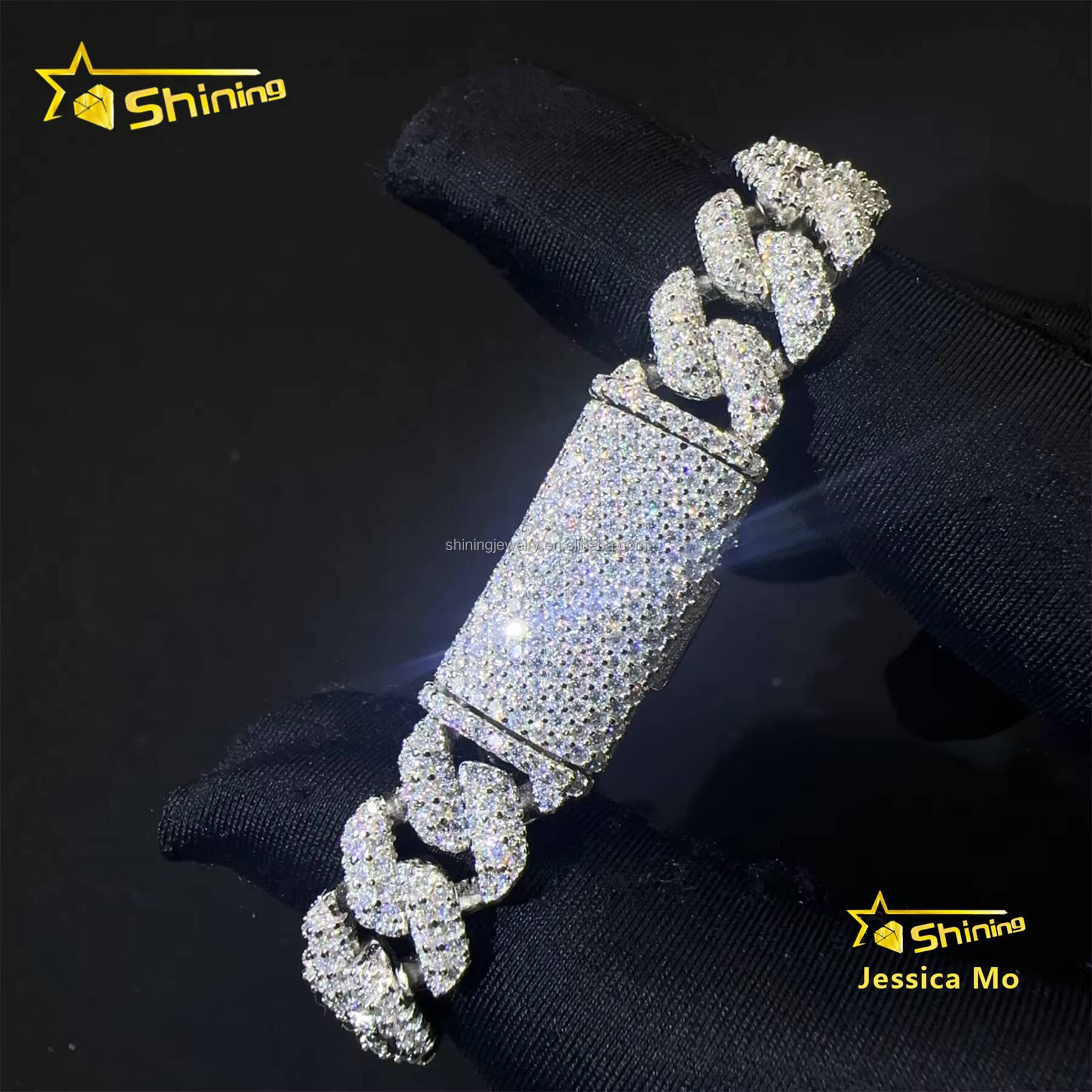 Fashion Rapper New Arrivals Hip Hop 10mm 2Rows Jewelry VVS1 Moissanite Iced Out GRA Certificate S925 Silver Bracelet Man
