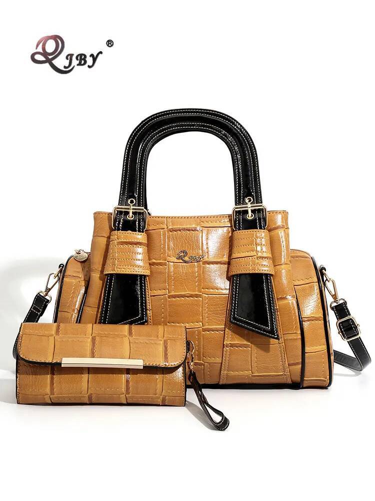 QJBY Designer Brand High Quality Woven Leather Handbag For Women Large Capacity Multi-Layer 2024 New In Crossbody Bags