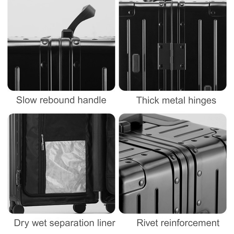 Durable Aluminum Magnesium Alloy Luggage: Thick Anti-Scratch & Wear Resistant Pull Rod Travel Case for Men & Women