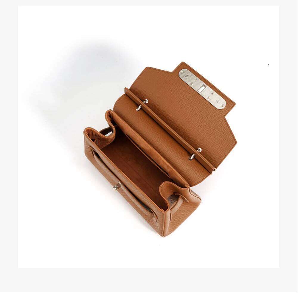 New Keep Shape Hard Cow Leather Women S Handbag Beige All Match Business Office Commuter Ladies Shoulder Bag Camel