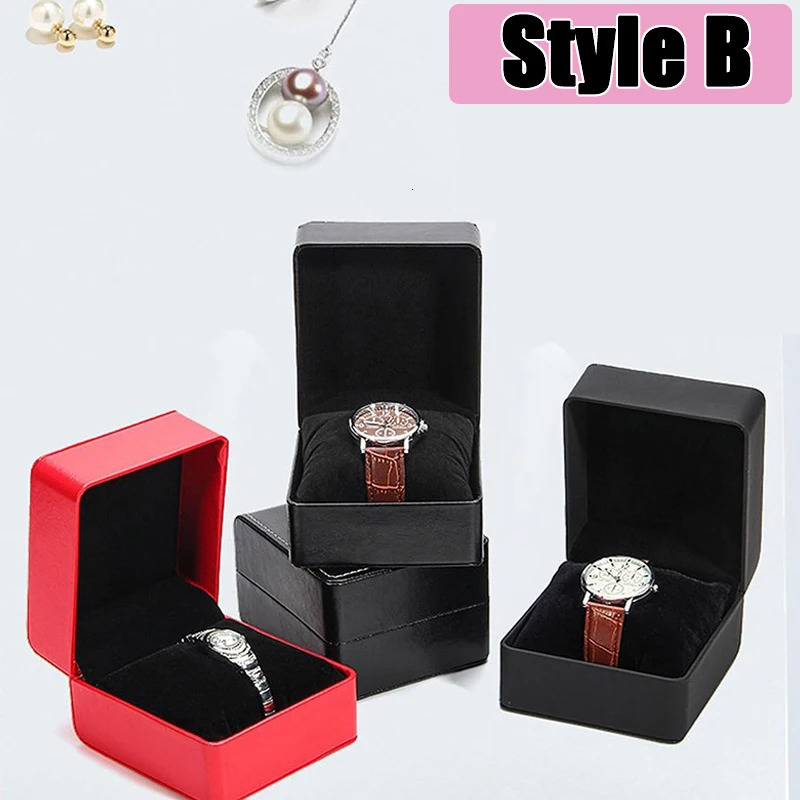 Single Watch Gift Box With Pillow PU Leather Wristwatch Display Case Organizer For Men Clamshell PU Leather Watch Cover 250819