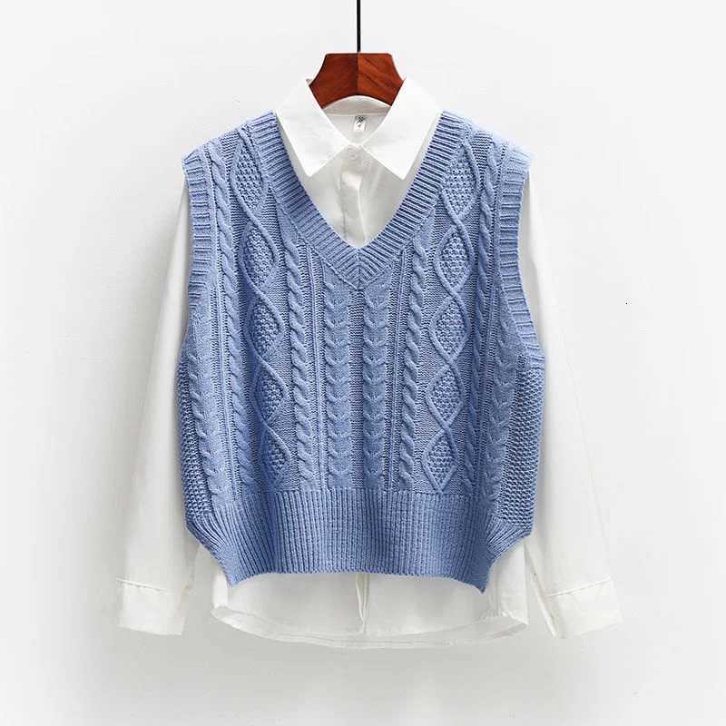 2025 New Spring Fall Korean Style Fashion Women Sweater Vest Sleeveless Knitted V Neck Pullovers Fe Jumper Top Outerwear XJ250819