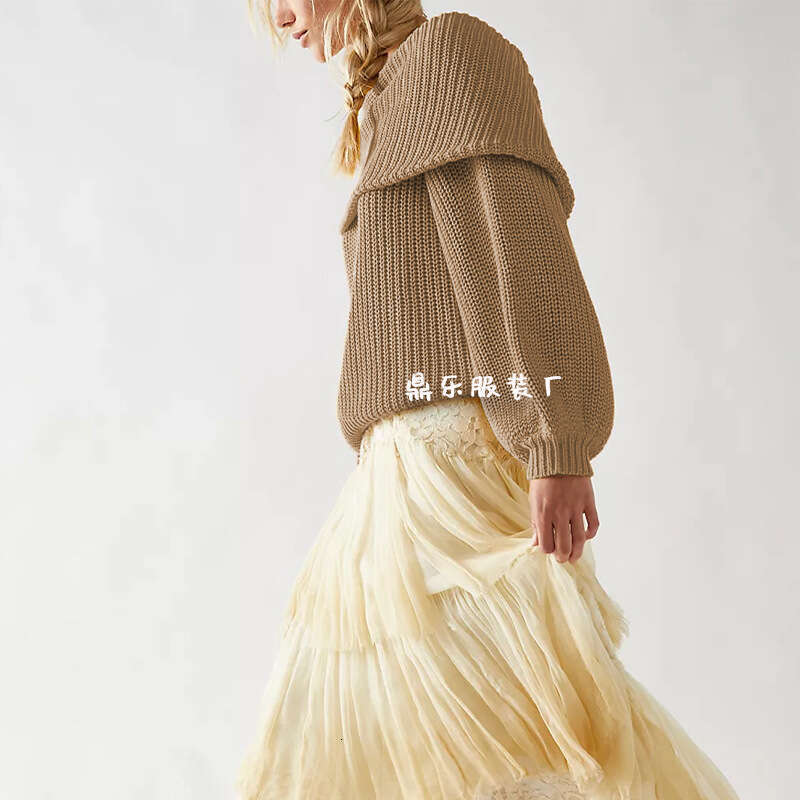 New Tiktok Autumn Winter Women's Sweater Loose Off-Shoulder Pullover Knitwear B3