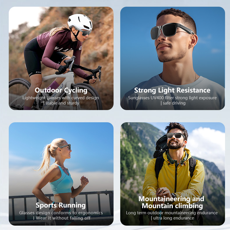 High-tech intelligent Bluetooth translation glasses, future intelligence, lightweight design, comfortable wearing life, outdoor riding, sports running