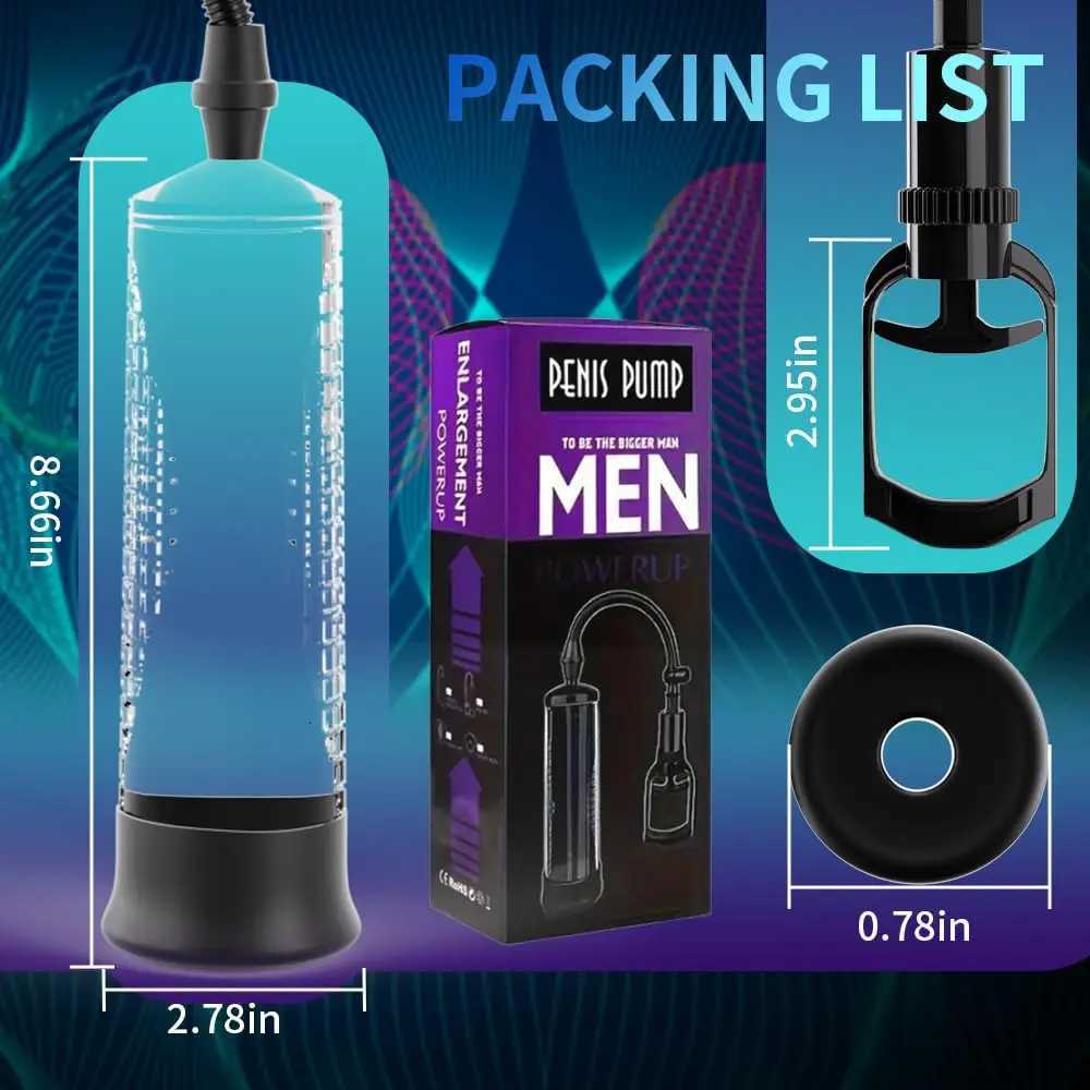 Penis Pump Male Masturbator Penis Extender Vacuum Pump Penis Enlargement Enhancer Penis Trainer Massager Ring Sex Toys 18+ XJ250819