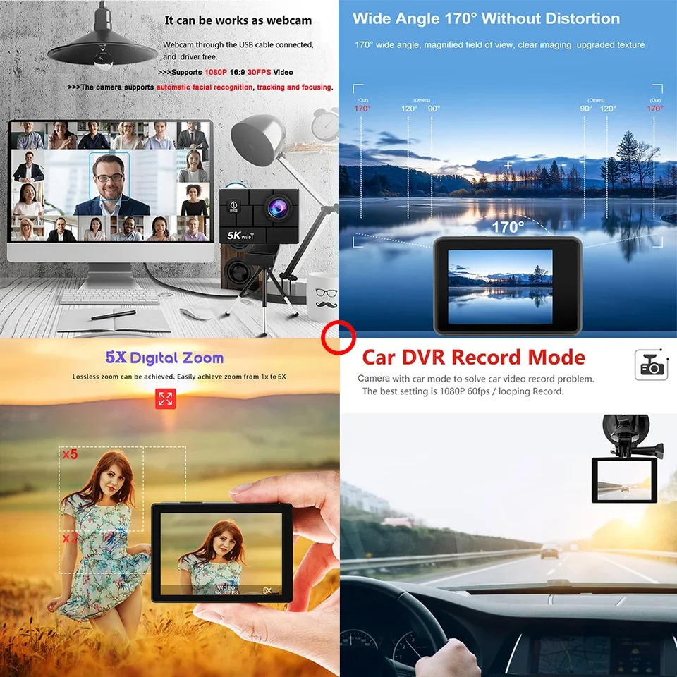 Ultra HD 5K 4K60fps 50MP Action Camera M44 Wi-Fi 5X Zoom 170D Anti-Shake 30M Waterproof Sport Camera With Sony 386 Fisheye Lens 250813