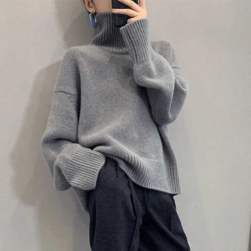 2023 Autumn and Winter New Thick Sweater Women High Neck Pullover Sweater Warm Loose Knitted Base Sweater Jacket Tops XJ250819