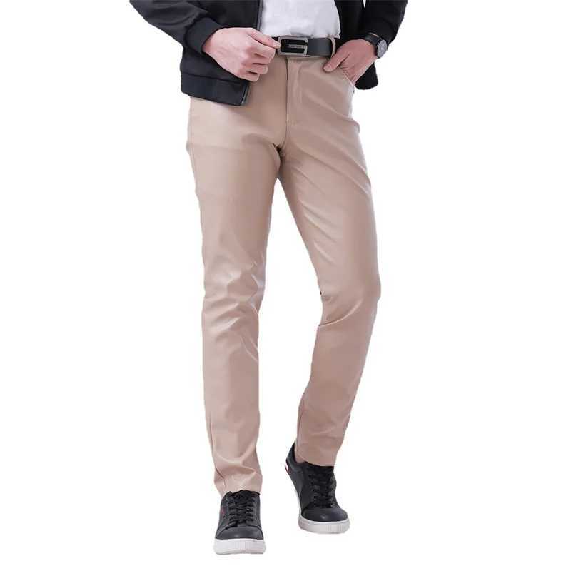 uth Male Chasual Leather Pants Fashion Men Bar KTV Performance Stage Pants Black Red Male Small Elastic Trousers W250819