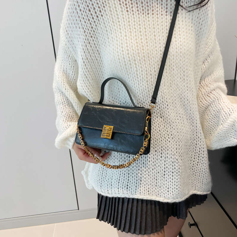 2024 New Texture Trendy Small Square Chain Strap Crossbody Casual Simple Fashion Handheld Single Shoulder Women's Bag