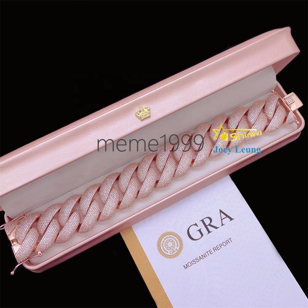 Half Kilo 925 Silver Gold Plated Big Size 28MM VVS Moissanite Diamond Custom Iced Out Miami Cuban Link Bracelet