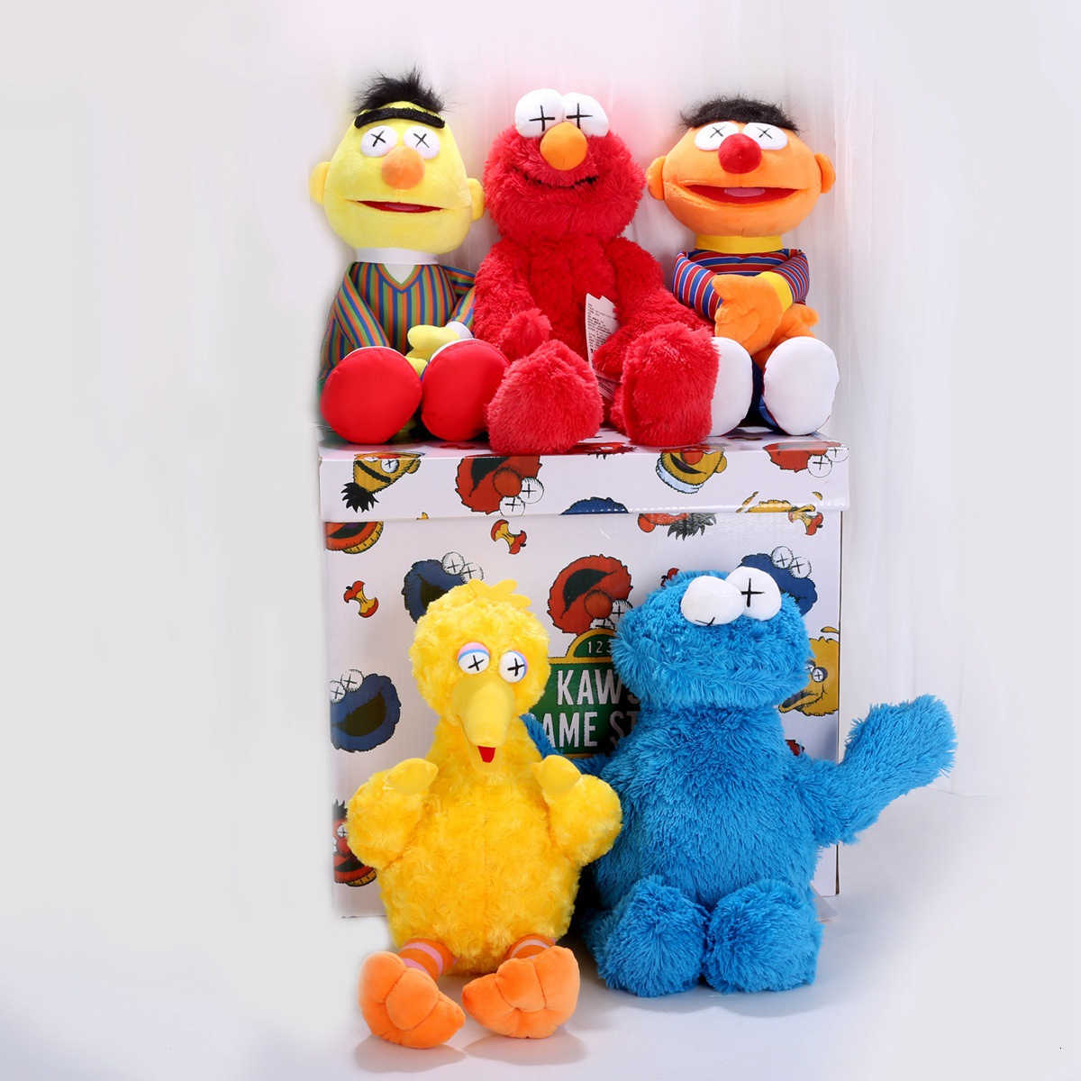 45cm Plush Backpack Toy Red Elmo Blue Biscuit Man Yellow Big Bird Plush Bag Childrens Christmas Gift W240815