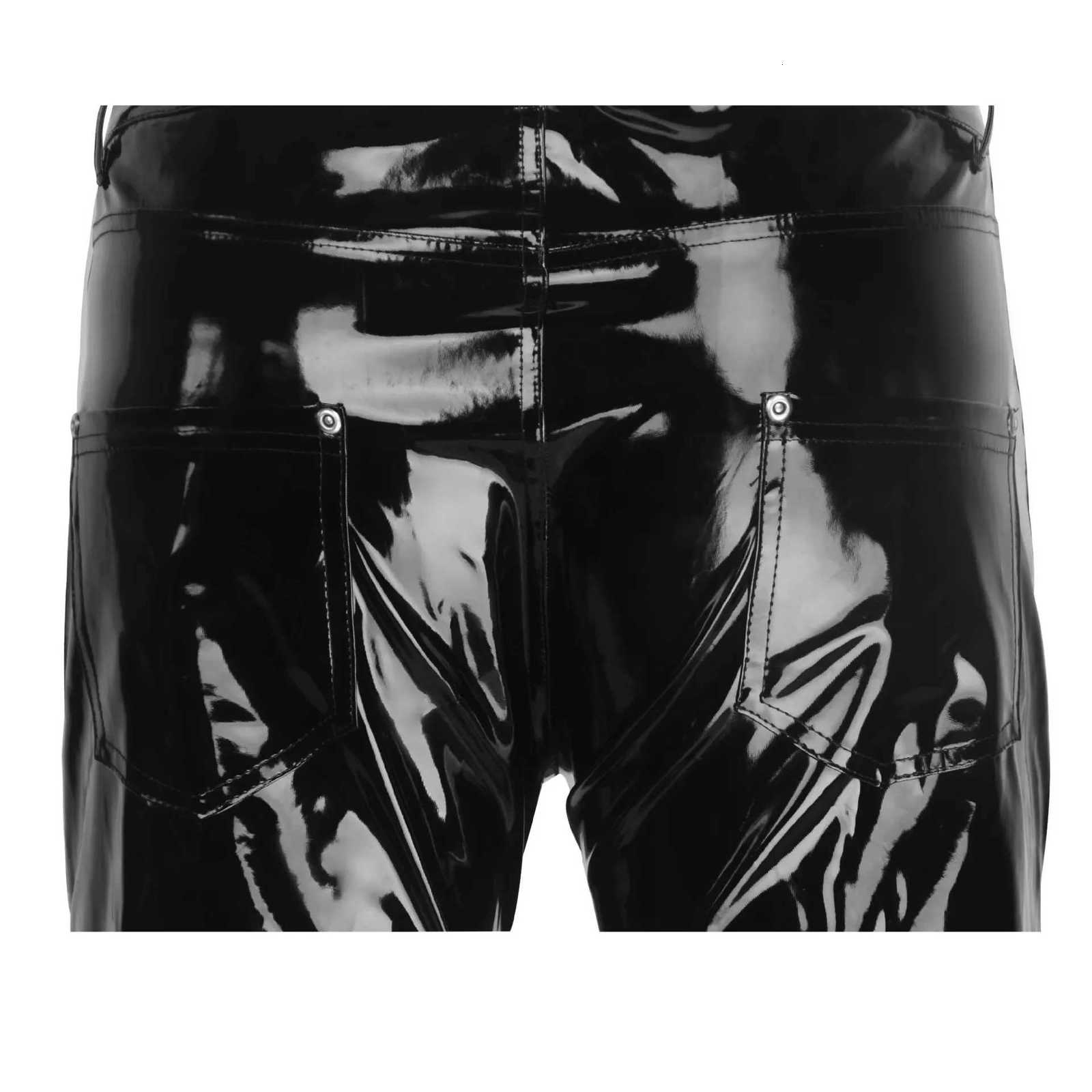 Hot Sales Motorcycle Men Sexy Black Wet Look PVC Stage Wear Faux Leather Pencil Pants Skinny Latex Leggings Pole Dance Clubwear W250819