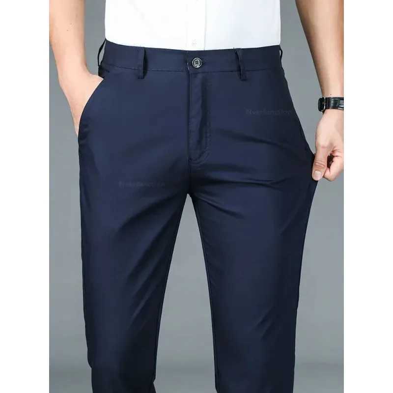 Summer New Mens Bamboo Fiber Slim Business Casual Pants Fashion Classic Breathable Designer Formal Long Trousers Mens Clothing W250819
