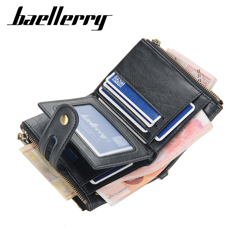 Baellerry Men Wallets Name Engraving 11 Card Holders Men Short Purse Double Zipper Coin Pocket High Quality Male Purse Cartera 250701