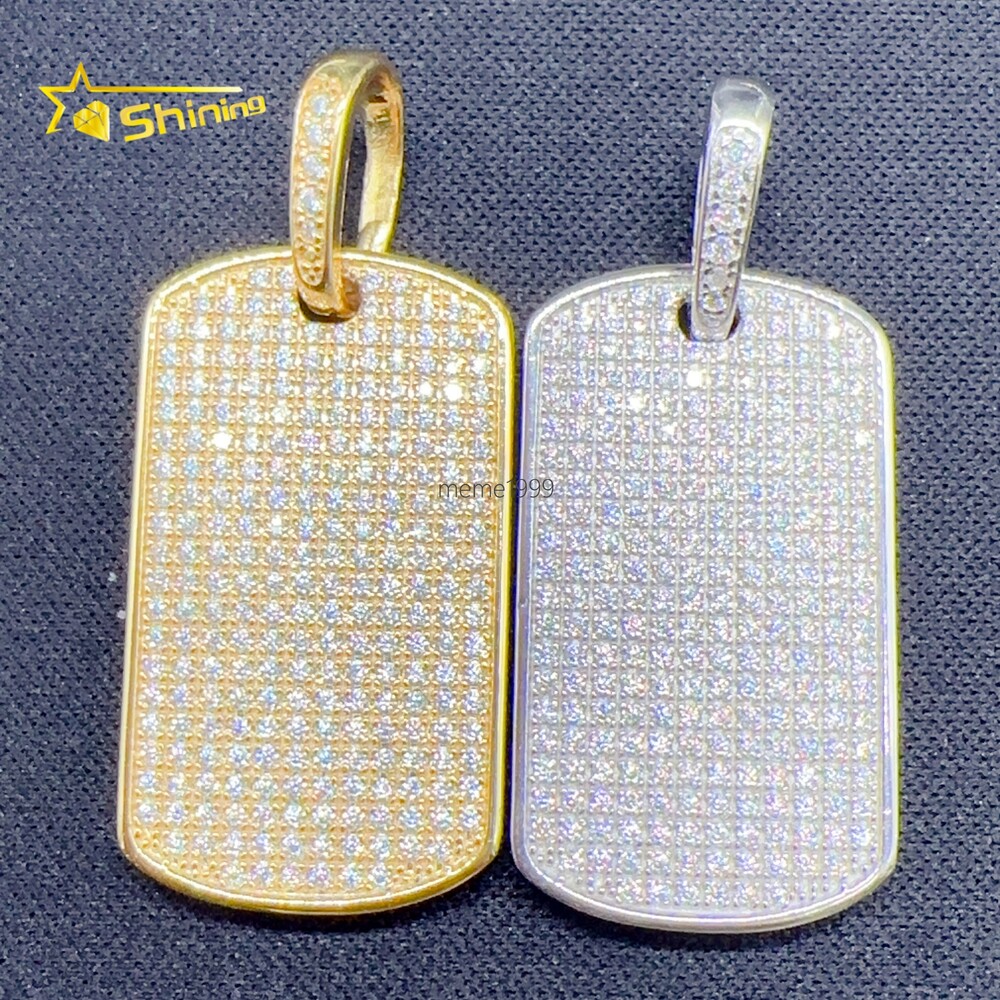 Hot Sell Iced Out Dog Tag Pendant 925 Silver Lab Diamond Jewelry Men Women Hip Hop GRA Certified Moissanite Necklace Pendant
