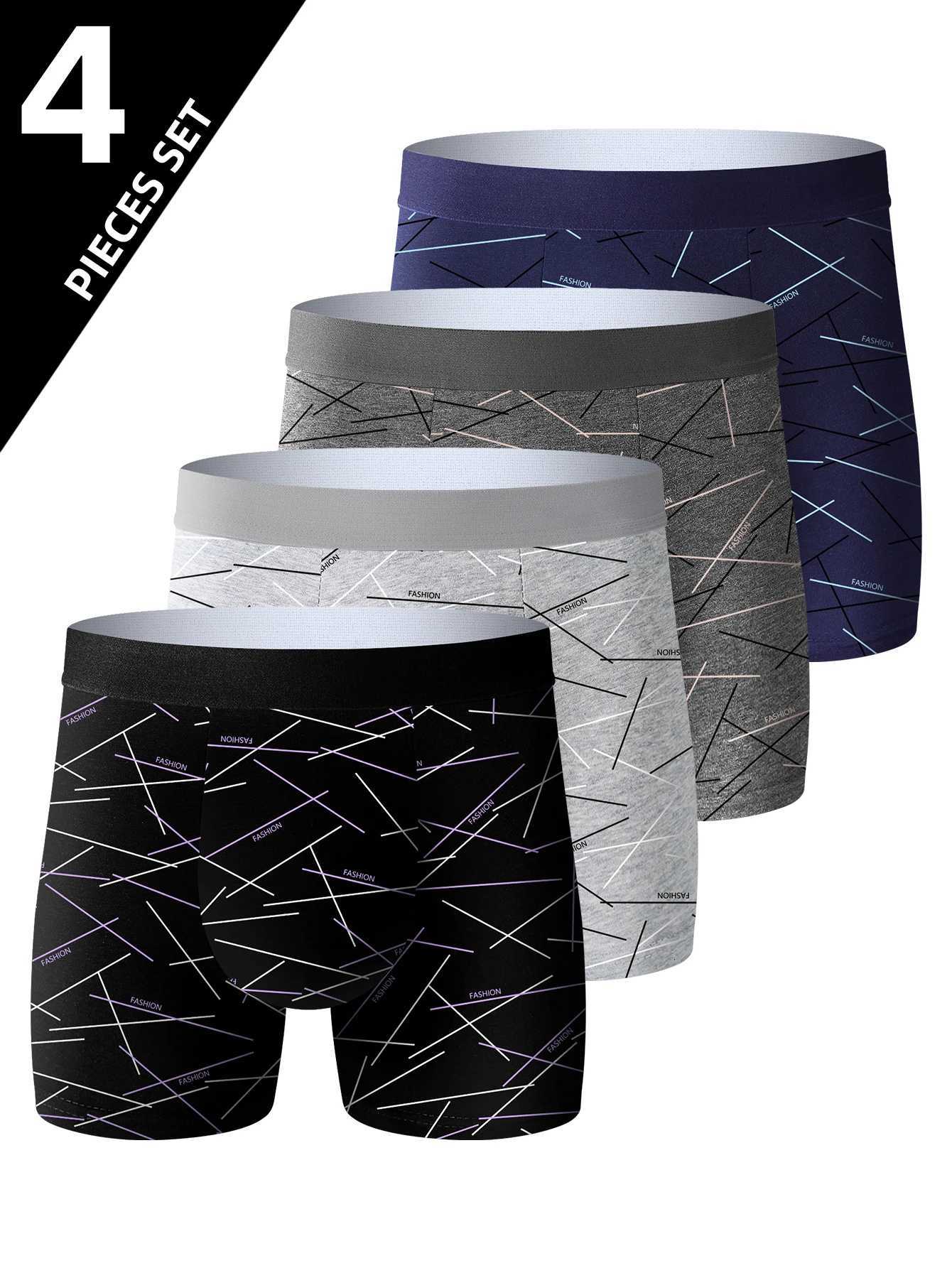 4 Piece Set of Mens Underwear Sports Fitness Pants Breathable Comfortable Long Briefs Athletic Casual Fashion Long Boxer Brief W250819