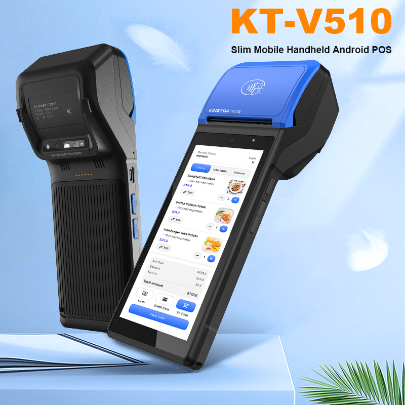 Slim Lightweight Android 12 POS Terminal Enables Full-Code Scanning QR Code Scan High-Pressure Thermal Print Bluetooth NFC for daily checkout sales da