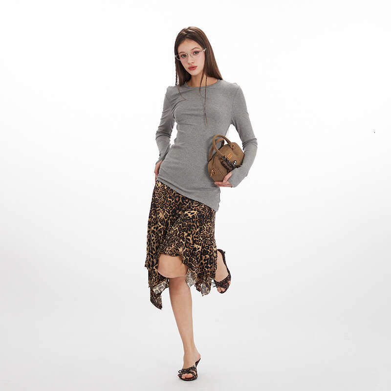 American Style Finger Design Long Sleeve T-Shirt For Women Spring And Autumn Versatile Slim Fit Hot Girl Top B5