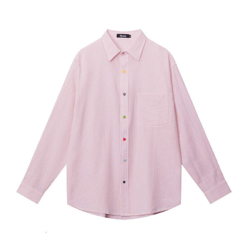Spring And Autumn New Design Sense Niche Loose Color-Block High-End Versatile Women's Long Sleeve Shirt B5