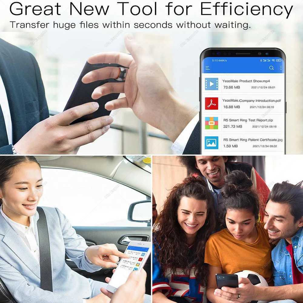 New NFC Smart Ring Virtual Call 6 RFID Cards 128GB Wireless Disk Share Files SOS GPS Answer Call Smart Ring 2024 For IOS Android W250819