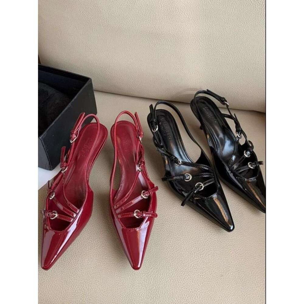 Thin One-Strap Heel Pointed Toe Fashion Red High Heels 2025 Designer Shoe Summer New Style -Inspired Premium Closed-Toe Sandals -Inspired Closed-