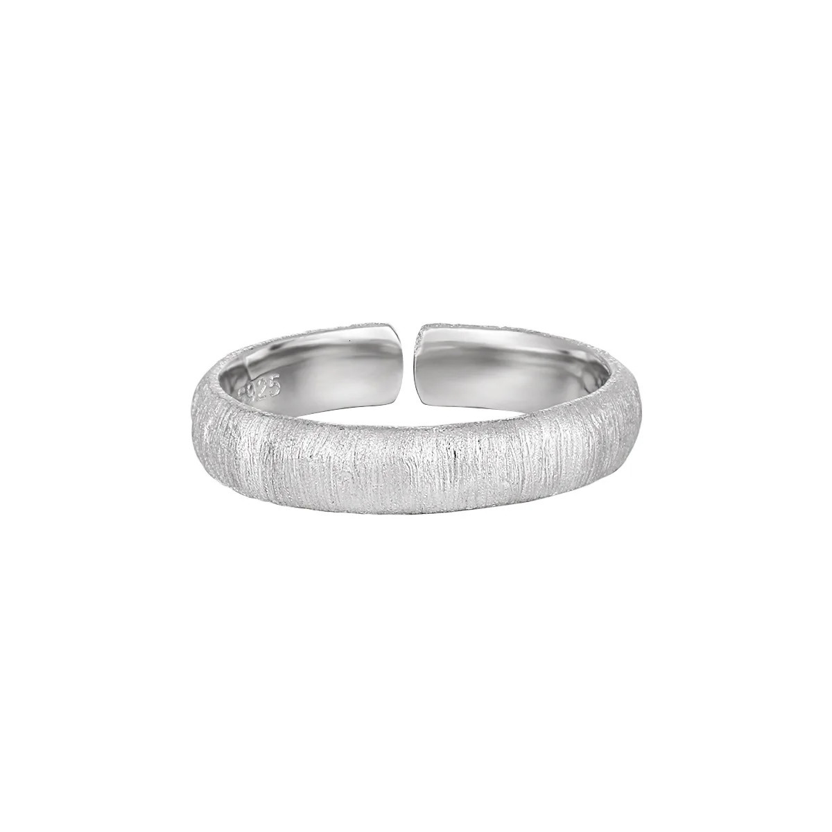 SHANICE S925 Sterling Silver Rings Brushed matte texture plain ring for women with a cold temperament striped paired ring 250815