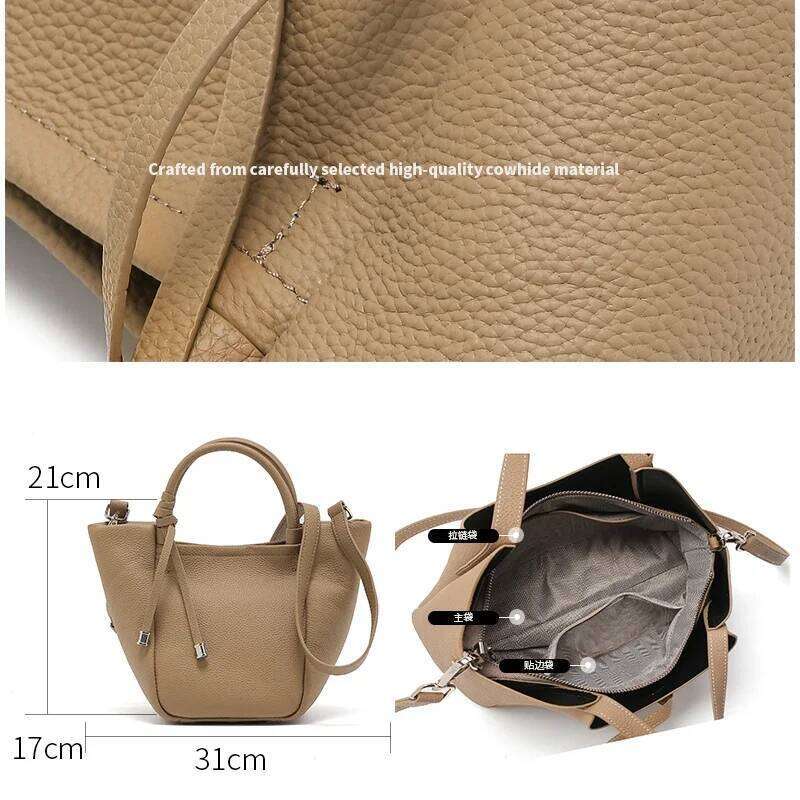 Women Natural Cow Real Leather Shoulder Bag Female Retro Casual Cowhide Handbag Ladies Fashion Office Work Crossbody Bags Lady