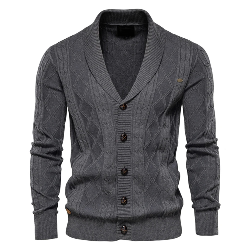Men Japanese Style Cardigan Coat High Quality Jacquard V Neck Solid Color Long Sleeve Sweater Jacket Fashion Outerwear M3XL 250819