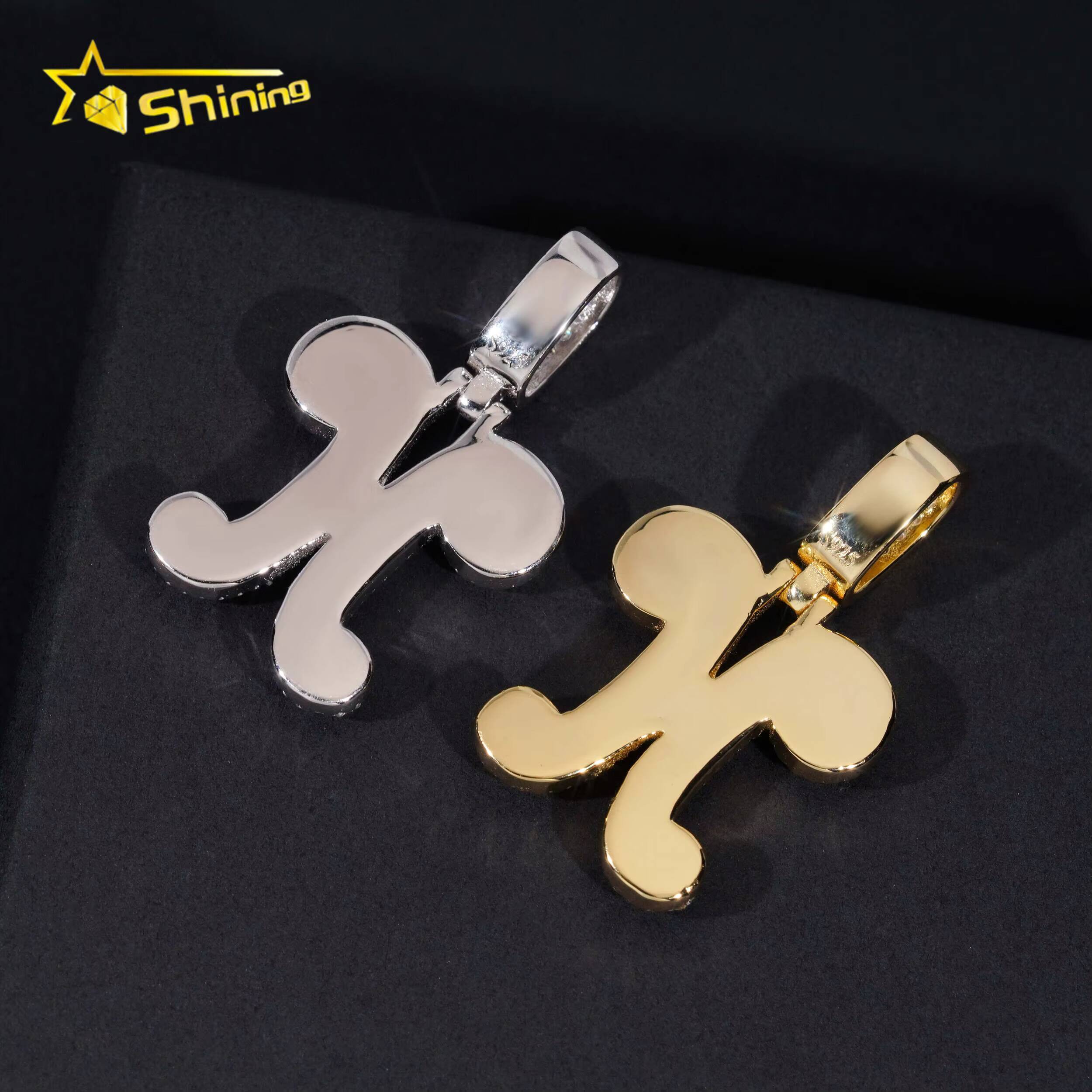 New Design Iced Out Diamond Letter H Pendant Custom Hip Hop 925 Silver Gold Plated VVS Moissanite Pendant Men Women Fine Jewelry