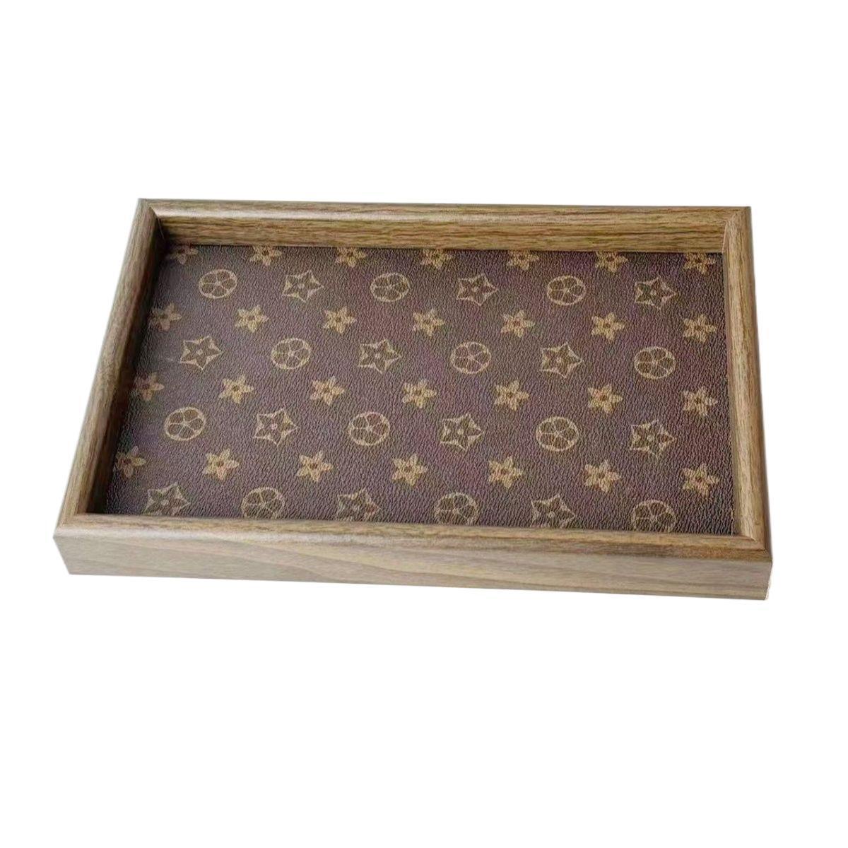 High-end Wooden Jewelry Set Rectangular Bracelet Storage Wine Glass Tea Tray ddmythur