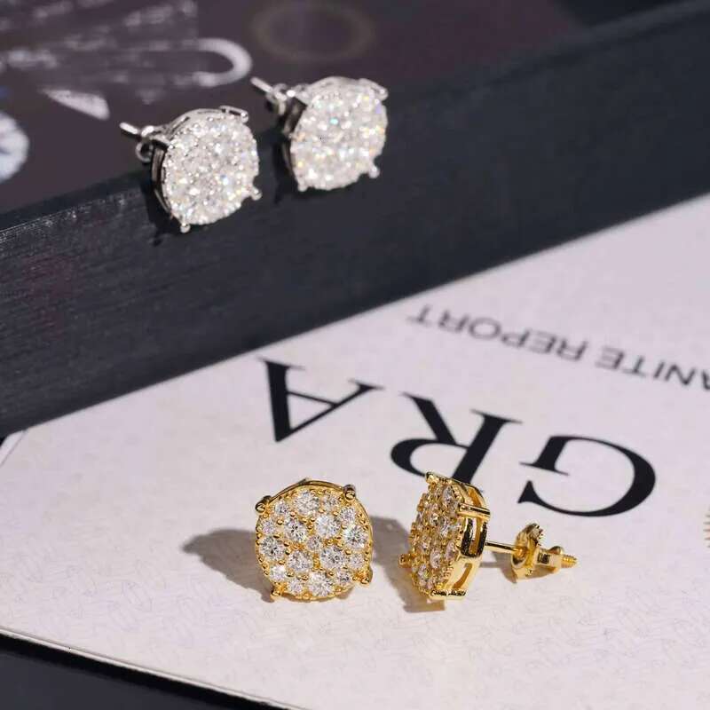 Fine Pass Tester Stocks Sterling Sier Iced Out Hip Hop Jewelry VVS Sparkling Moissanite Stud Earring Men Earrings