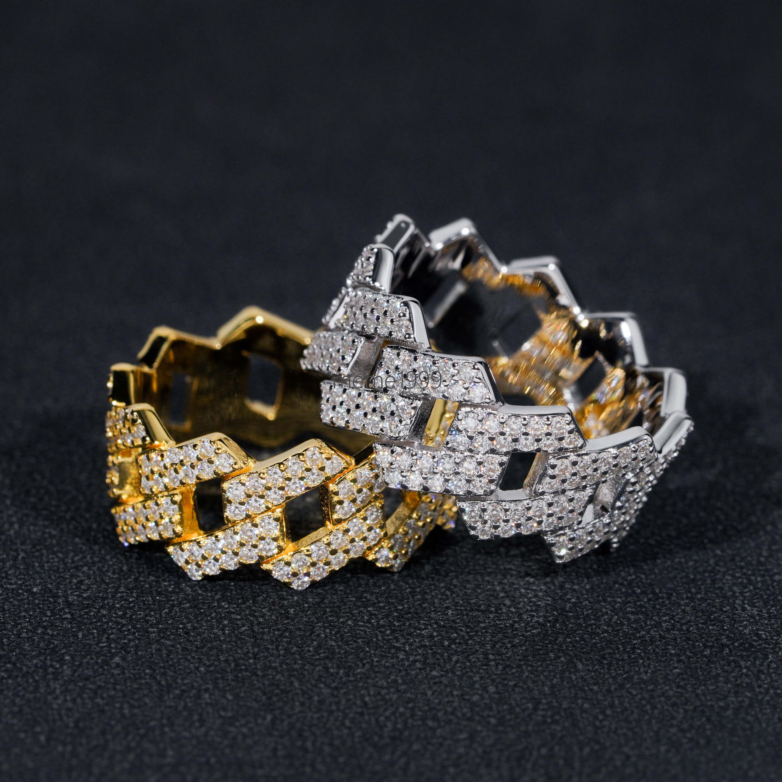 8mm Pass Diamond Tester 925 Sterling Silver Full Vvs Moissanite Iced Out Cuban Link Bangle Bracelet for Men with Cuban Ring