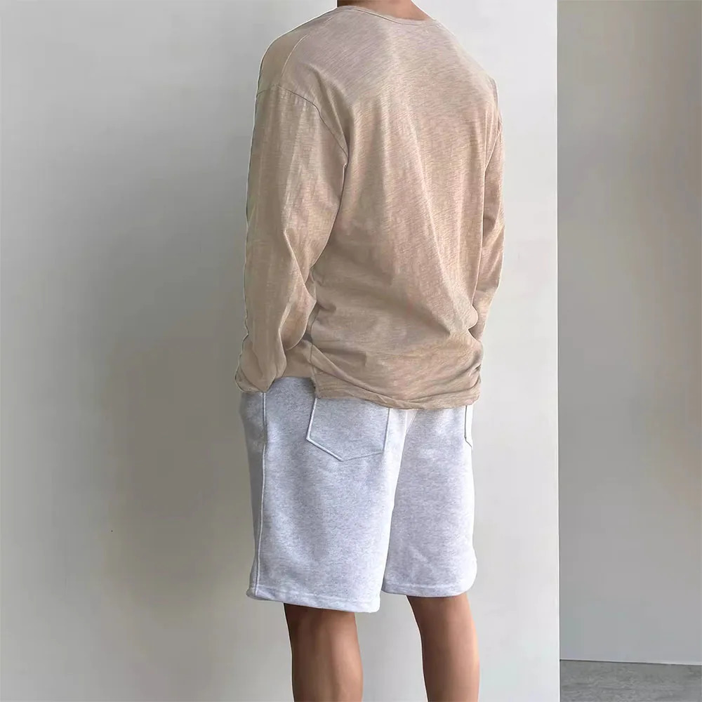 Cotton Mens Long Sleeve T-shirts for Men Blouses Korean Trend Harajuku Loose T Shirts Spring Autumn Bottoming Shirts Soft 250818