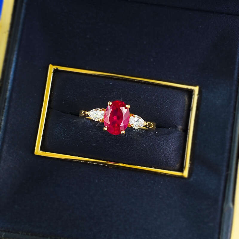 Mujing Jewelry Live New S Silver Imitation Pigeon Blood 6*8mm Oval Red Corundum Fashion Versatile Ring