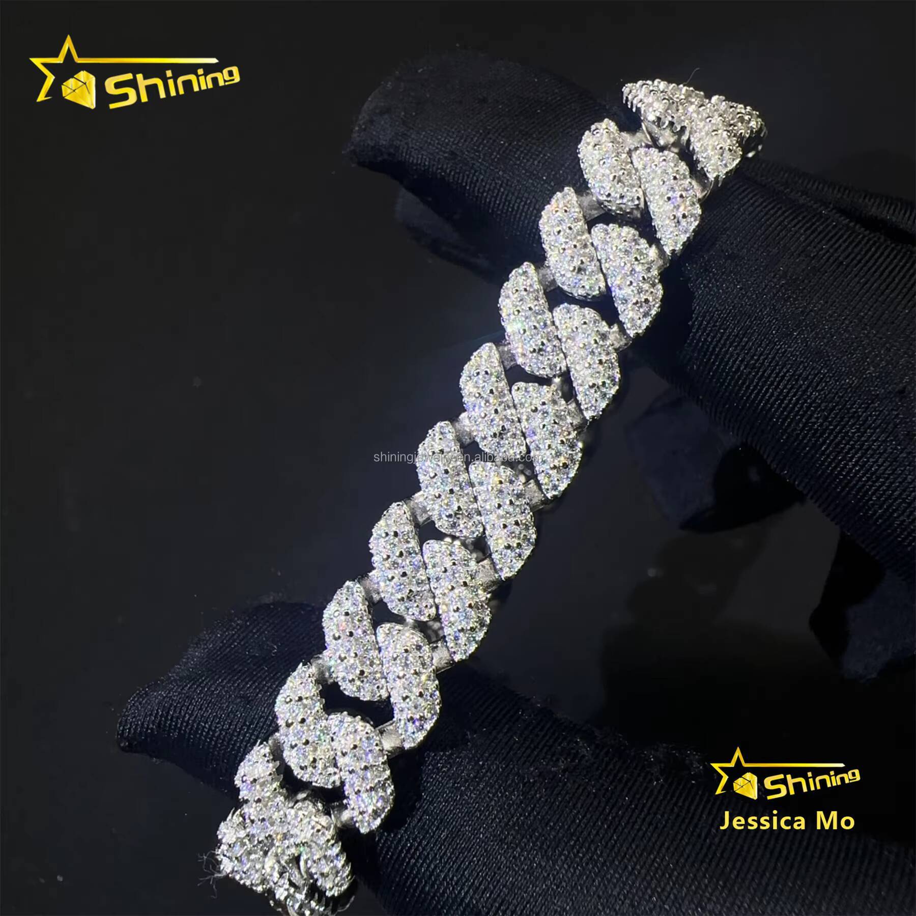 Fashion Rapper New Arrivals Hip Hop 10mm 2Rows Jewelry VVS1 Moissanite Iced Out GRA Certificate S925 Silver Bracelet Man