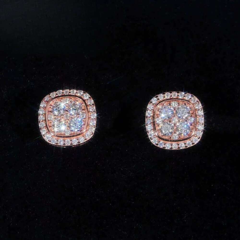 Fast Shipping 10mm Mens Earring Gold Plated Sterling Sier Iced Out VVS Dia Moissanite Screw Back Stud Earrings