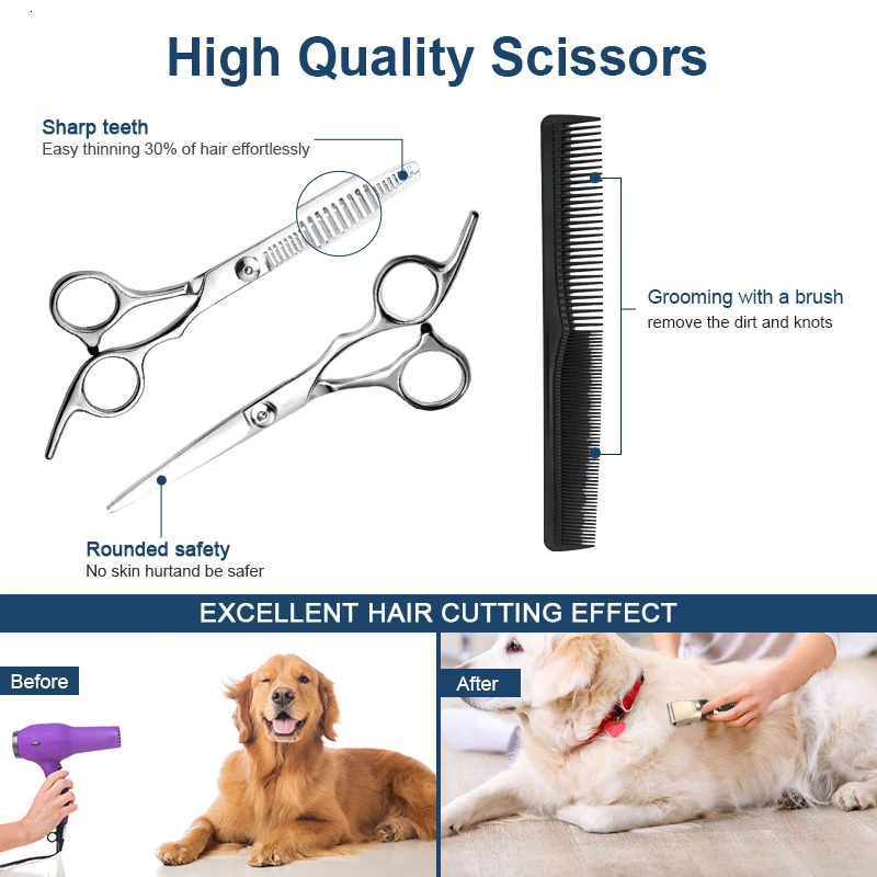 Dog Hair Clippers Electrical Pet Dog Clipper Grooming Trimmer Set For Cat Rabbit Cordless USB Rechargeable Pet Shaving Machine 250813