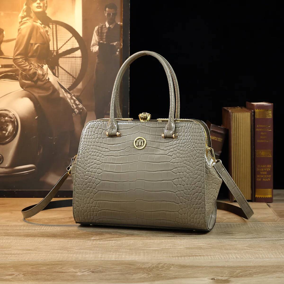 Crocodile Print Leather Women's Handbags Fashion Clip Bag Cover Elegant Portable Shoulder Messenger Bags 2024 New