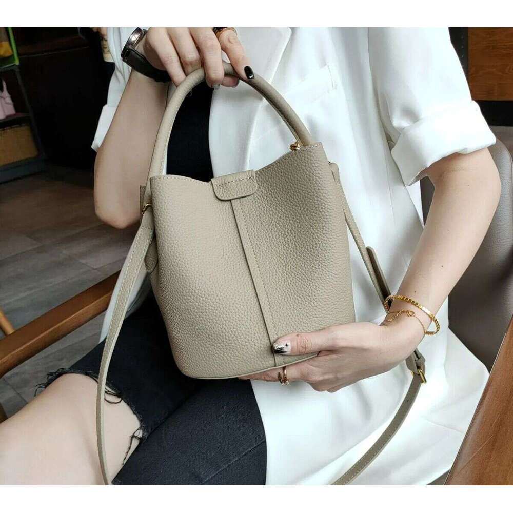 Designer Bags Noble Lavender Purple Round Bucket Tote Small Elegant Cowhide Leather Women's Shoulder Crossbody Fashion Ladies Hand Bag Luxury Bag