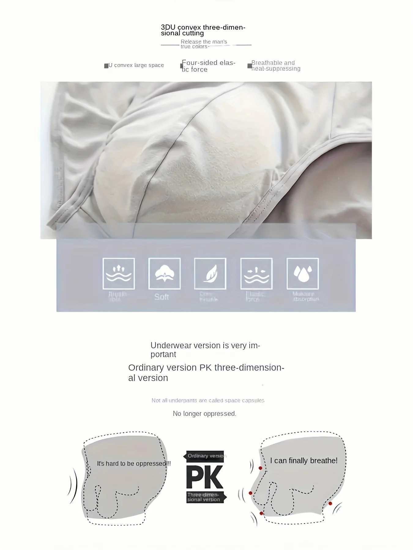 4PCS Breathable Mens Comfy Underwear Soft Stretchy Briefs Casual Plain Color Underpants W250819