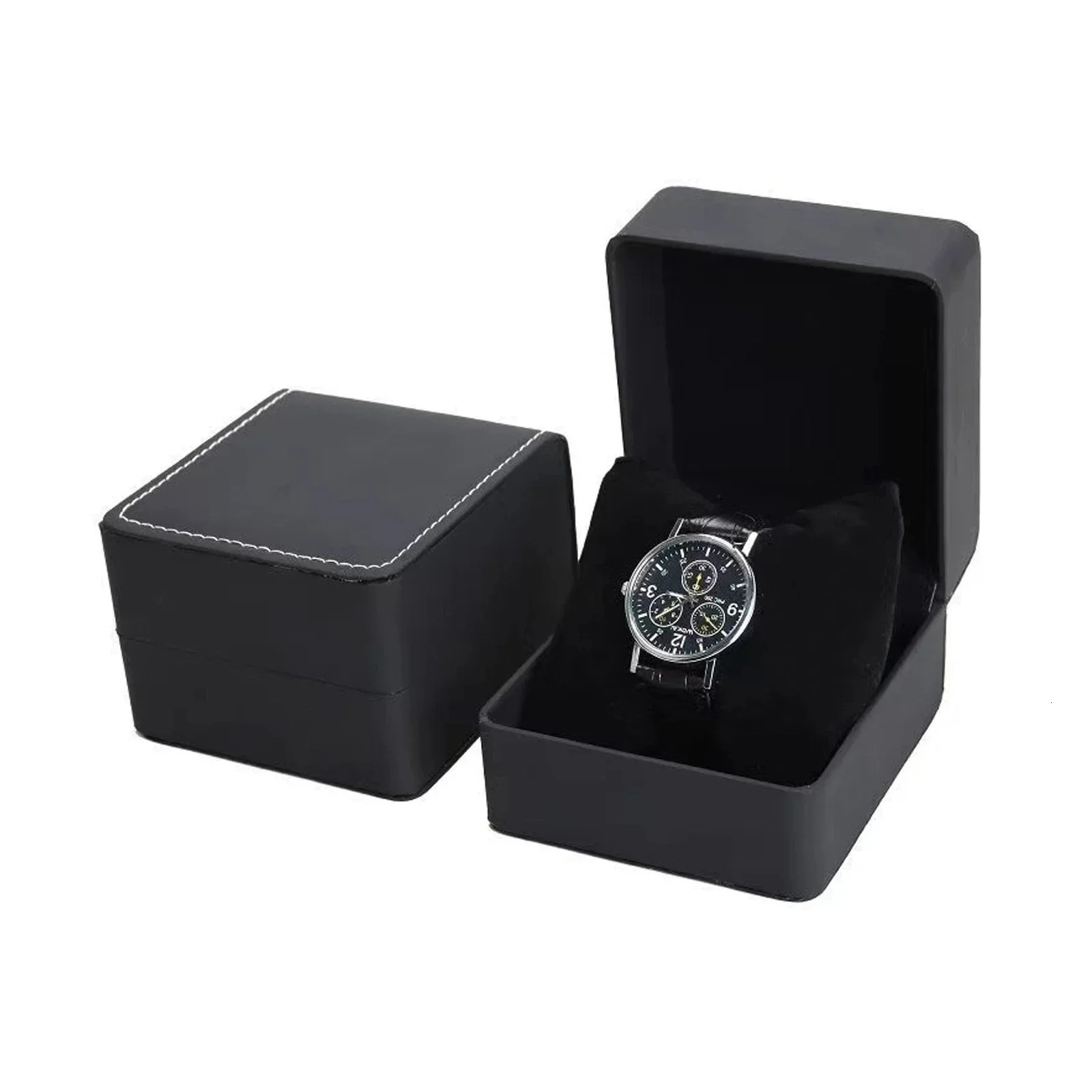 Black Single Watch Gift Box with Pillow PU Leather Wristwatch Display Case Organizer for Men women 250819