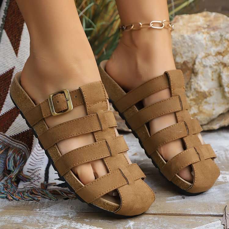 36-43 Plus Size Closed-Toe for Women 2025 Summer New Fashion Versatile Casual Flat Slippers Lightweight and Breathable