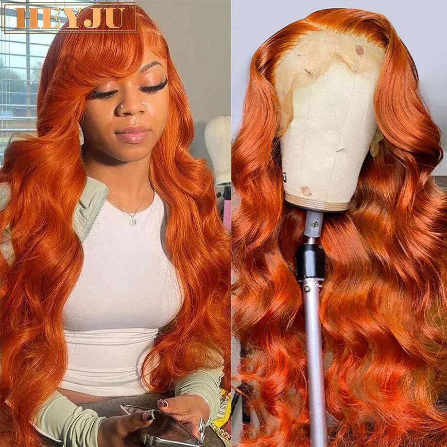 Colored Orange Ginger Front Wigs Human Hair Body 13X6 HD Frontal Loose Wave Brazilian Transparent Lace Wig