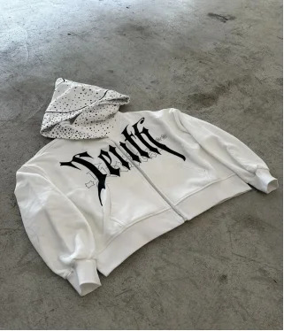 Letter Zipper Hoodie Y2K Harajuku Mens and Womens Hip Hop Pattern Rhinestone Print Sweatshirt Fashion Casual Zipper Jacket 250819