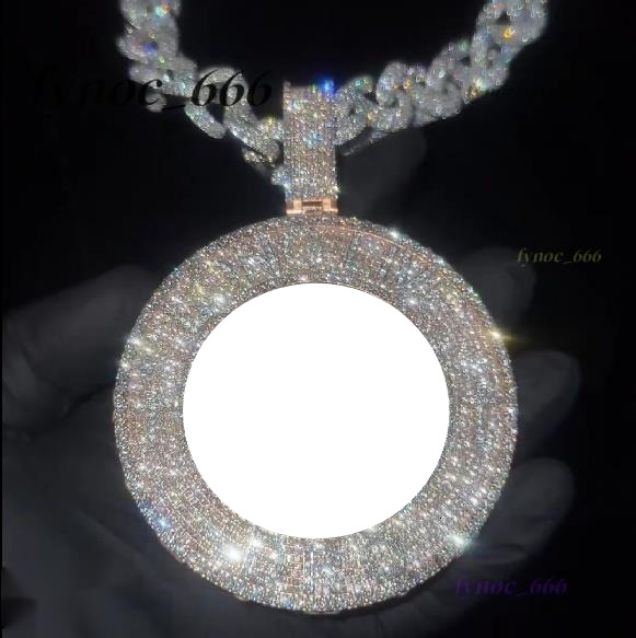 Blingbling Round Memory Photo Picture Pendant Iced Out Moissanite Diamond S925 Luxury Moissanite Pendant