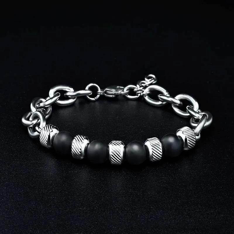 Trendy Mens Stainless Steel Bracelet 100% Real Natural Stone Beads Braslet Tiger eye Punk Link Chain Brazalete Gift For Him 250815