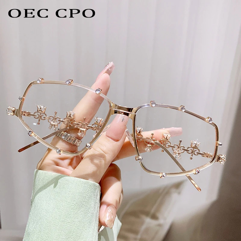 Diamonds Square Fashion Sunglasses Women Vintage Shades UV400 Rhinestones Sun Glasses Female Punk Big Men Eyewear 250815