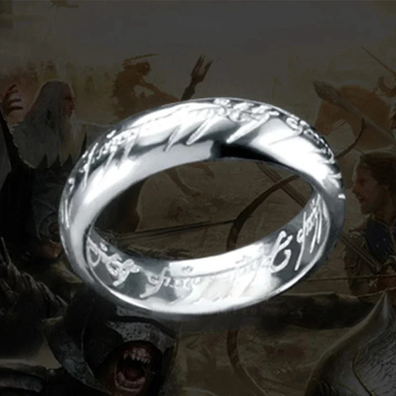 LOTR Ring 925 Sterling Silver Letters Ring Band No Chain For Men Cosplay Jewelry Accessory Birthday Christmas Gifts Size 6-13 250815