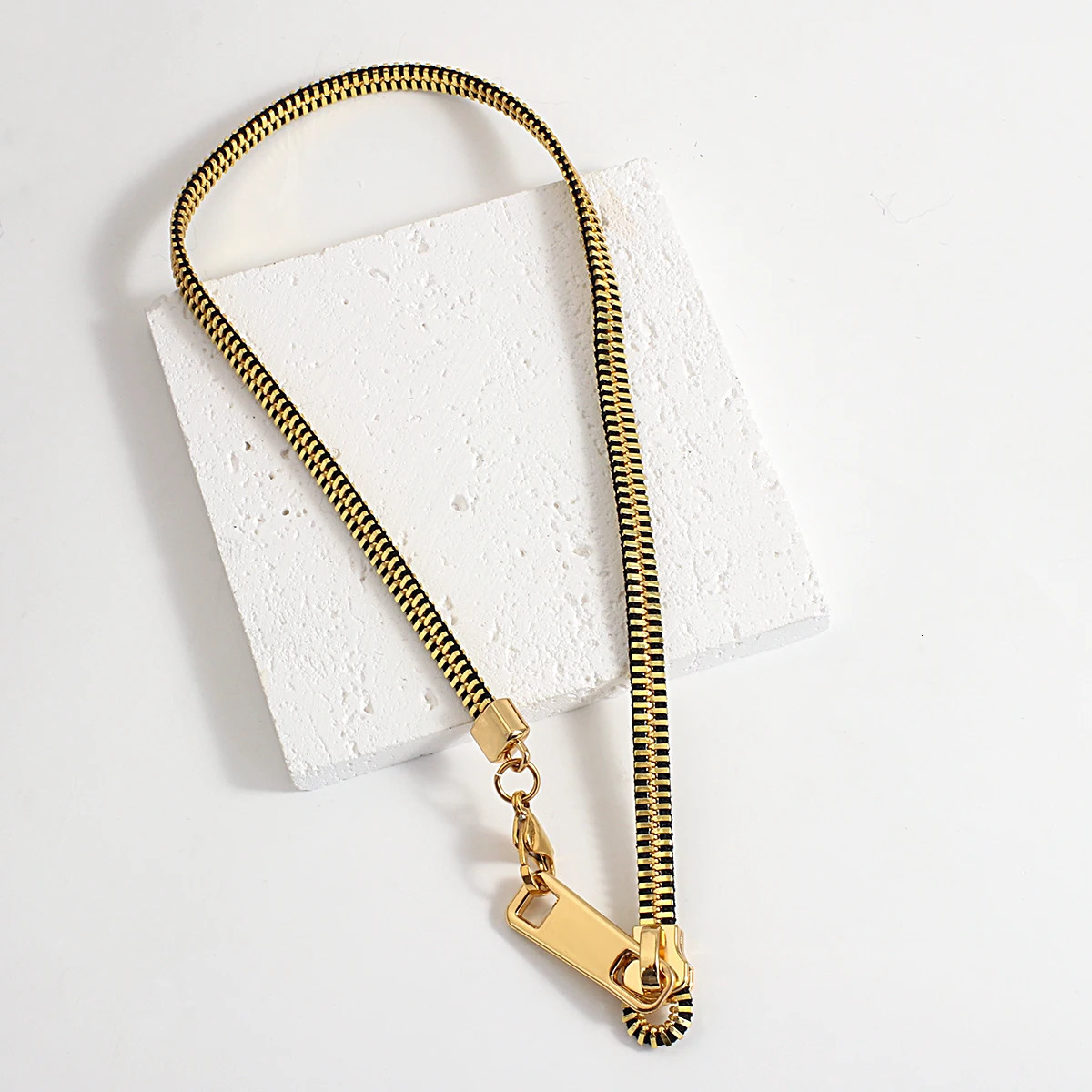 Greatera Stainless Steel Zipper Chain Pendant Choker Necklace for Women Men Gold Silver Color Metal Two Wear Necklace Jewelry 250815